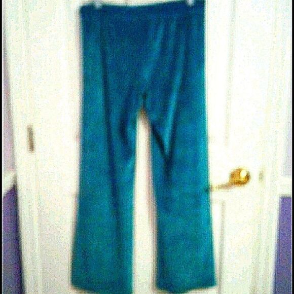 Max Studio Turquoise Velour Soft Comfy Cozy Loungewear Flare Pull On Pants - Picture 3 of 5